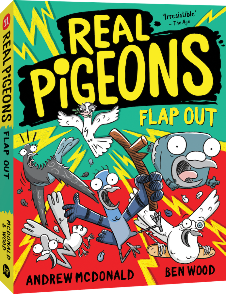 The cover of Real Pigeons Flap Out by Andrew McDonald and Ben Wood